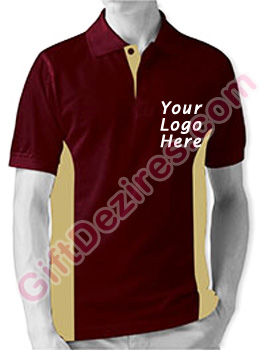 Designer Maroon and Golden Color Logo T Shirts